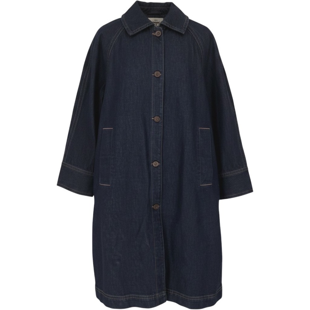 Old Navy Womens Dark Wash Denim Barn Coat Trench Button Up Jacket M NEW